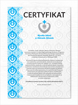 Projekt certyfikatu